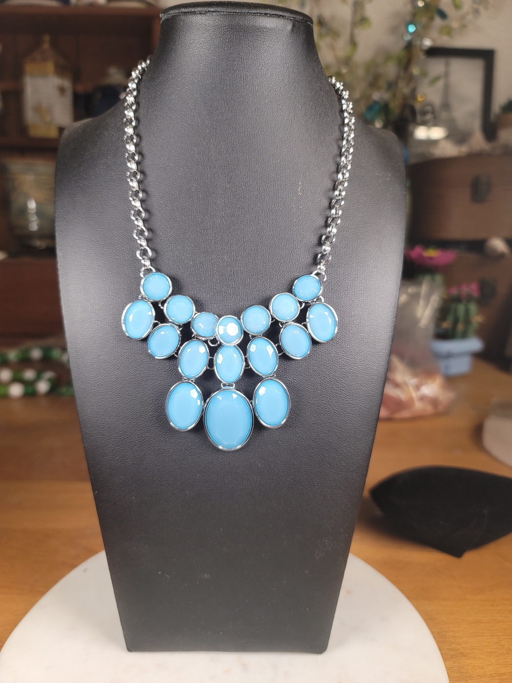 paparazzi Light Blue Statement Bib Necklace